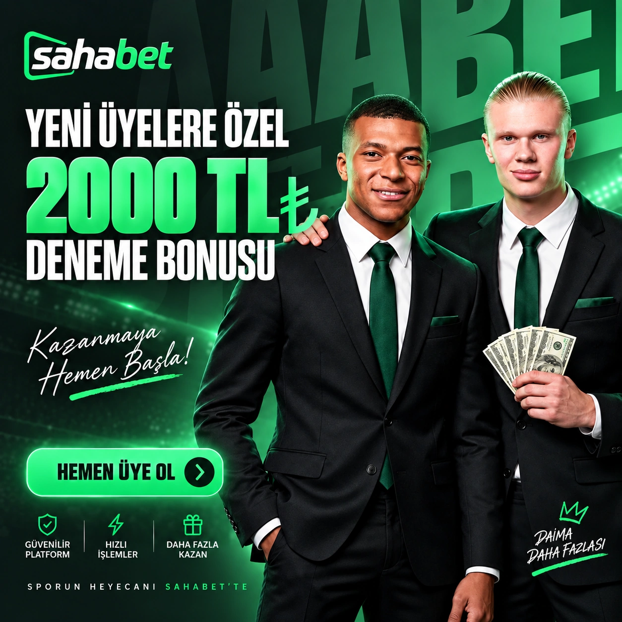 Sahabet yeni üyelere özel 2000 TL deneme bonusu kampanya görseli